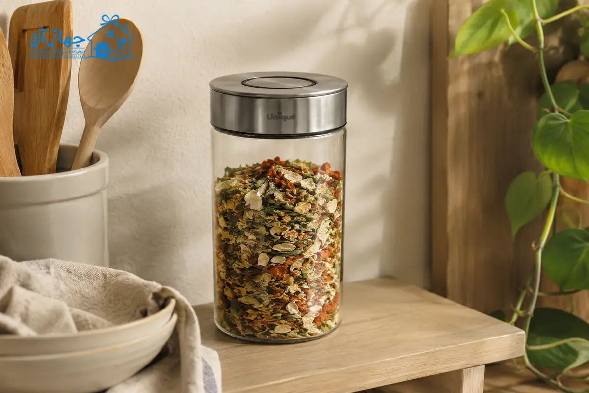 قیمت بانکه شیشه ای درب استیل یونیک مدل un-1702-2