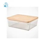 ظرف شیشه ای شیاردار 2/25 لیتر کد 219259 درب چوبی  لیمون