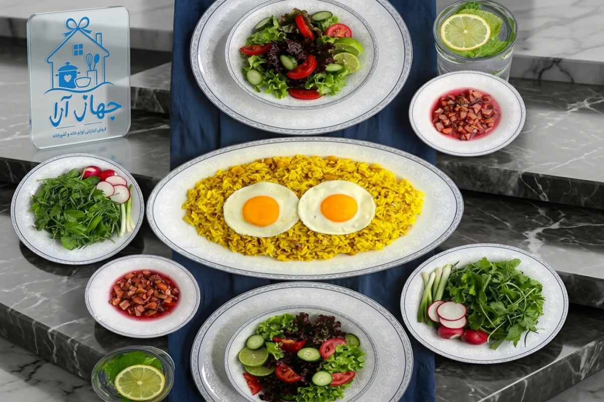 سرو انواع غذای ایرانی در سرویس 35 پارچه شهرزاد وایت رز چینی زرین