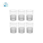 لیوان شیشه ای شیاردار 350سی سی 6عددی کد221600 لیمون