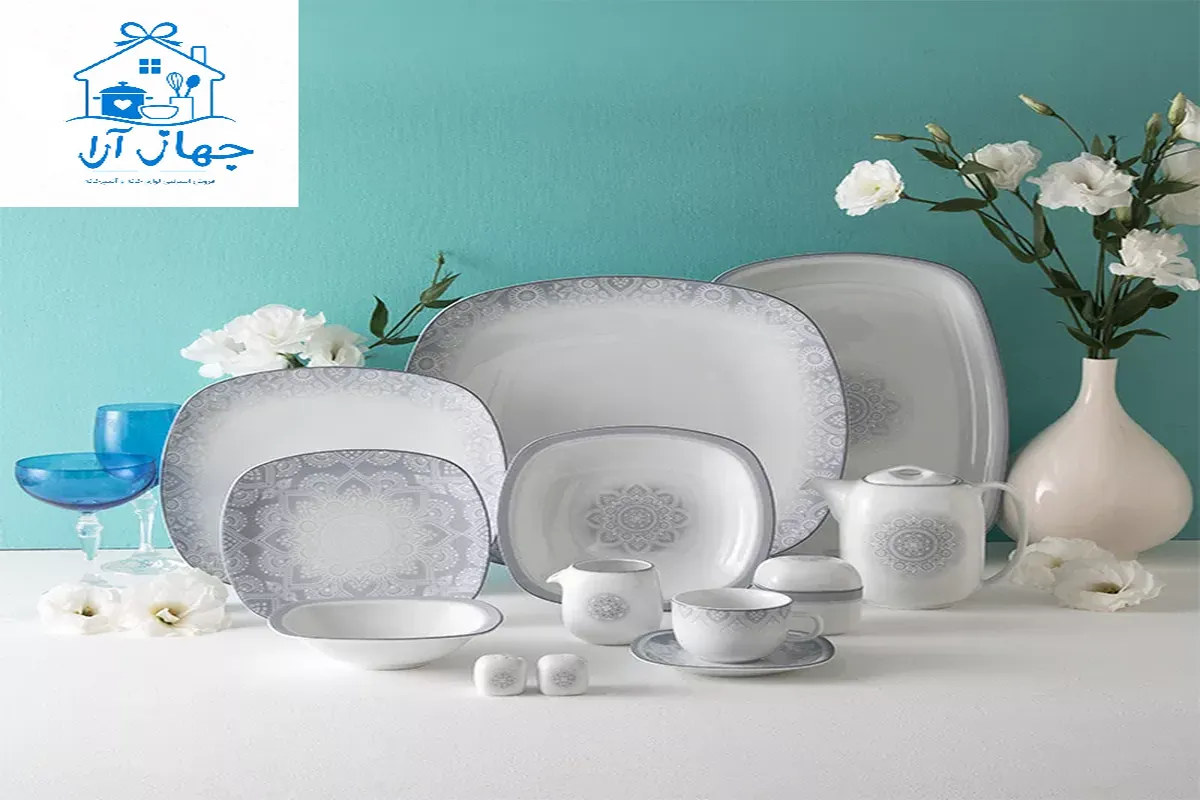 خرید سرویس چینی زرین طرح آدلین طوسی مناسب خوش سلیقه ها