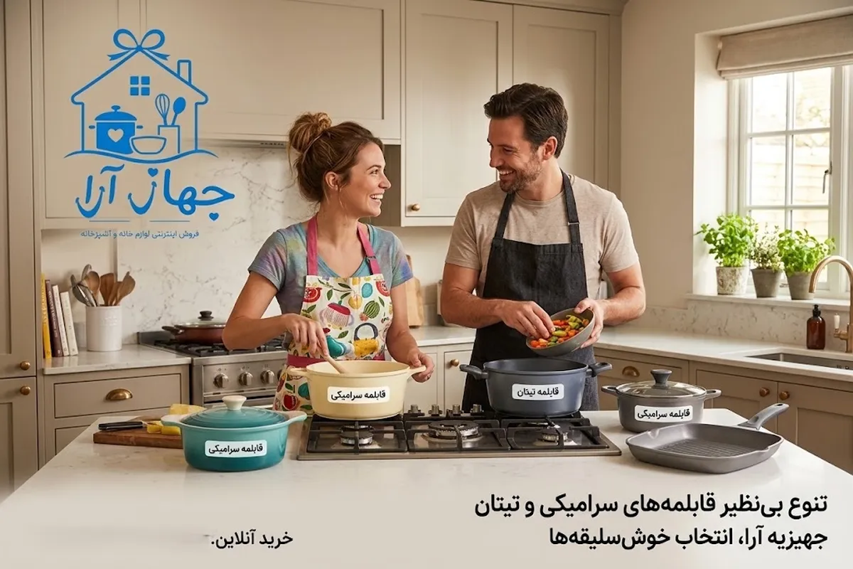 خرید آنلاین قابلمه و تابه تیتان و سرامیکی با ارسال فوری در جهاز آرا