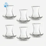 استکان نعلبکی  مدل کمرباریک، کد 2348، بسته 6 عددی،  پاشاباغچه