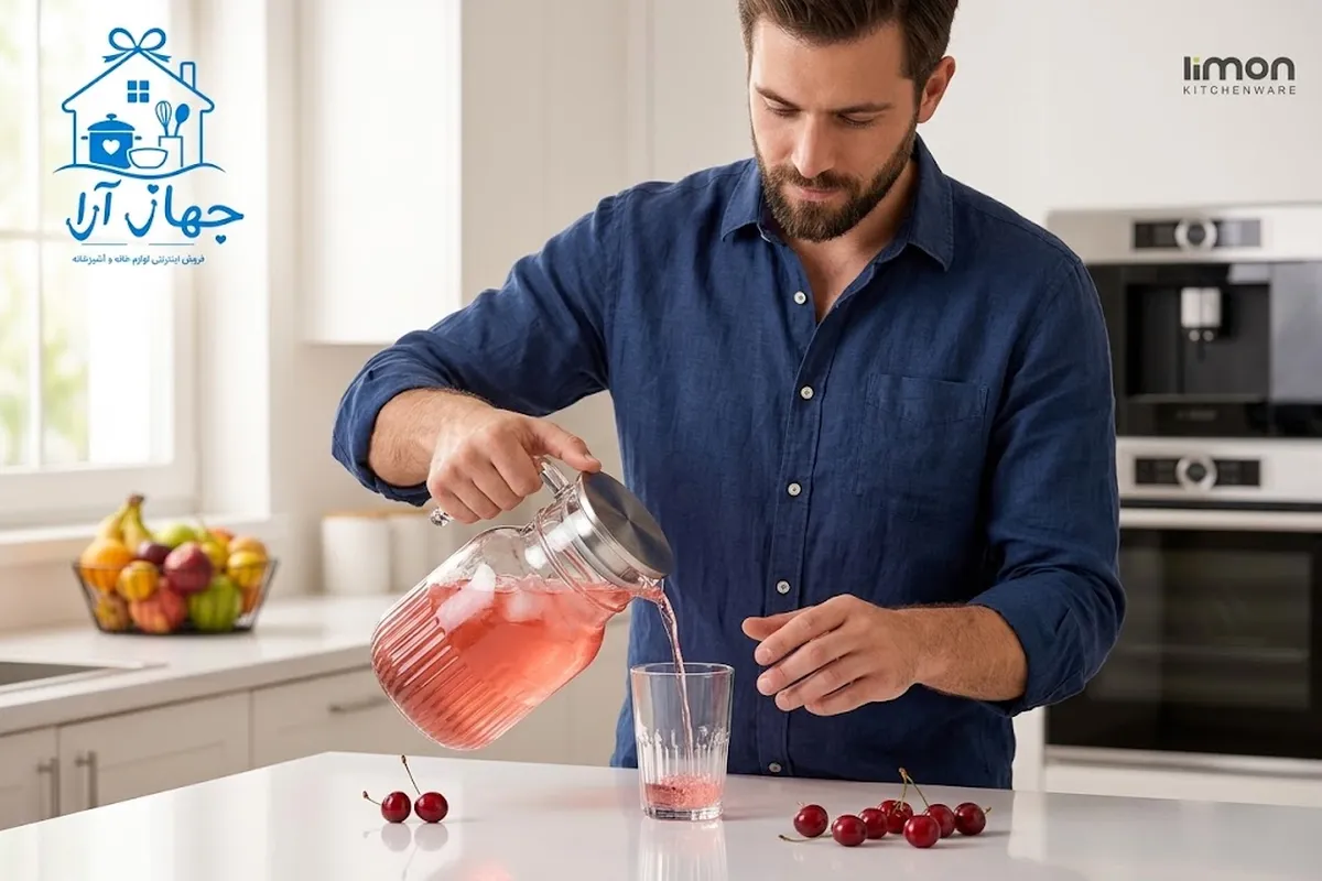خرید پارچ شیاردار لیمون مناسب سرو انواع نوشیدنی با کیفیت بالا