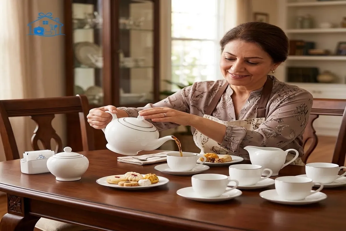 مشخصات سرویس چایخوری چینی زرین 17 پارچه طرح سمن