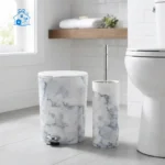 ست سطل زباله و فرچه سرویس بهداشتی لیمون مدل ماربل