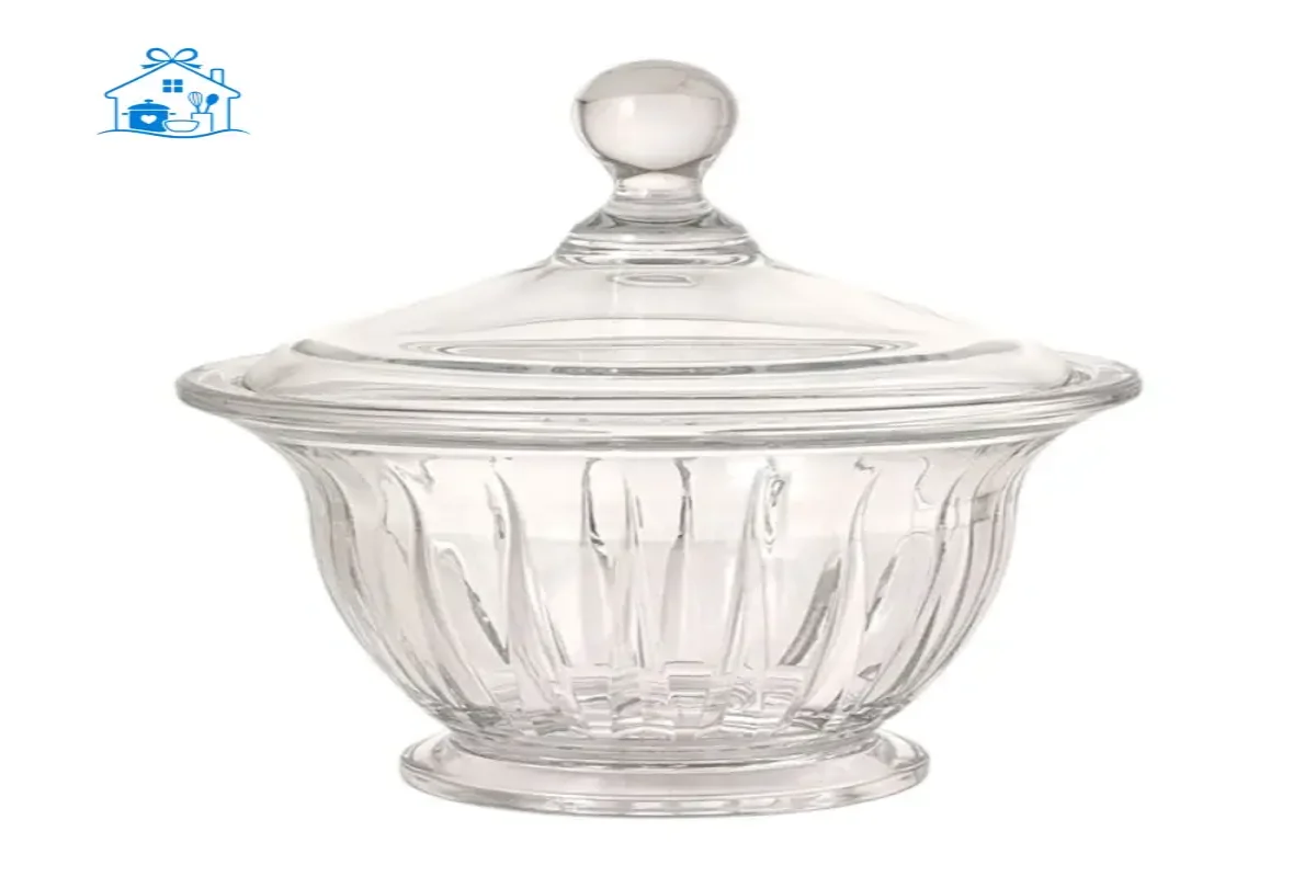شکلات خوری گرد شیشه ای شیاردار کد 243100 لیمون